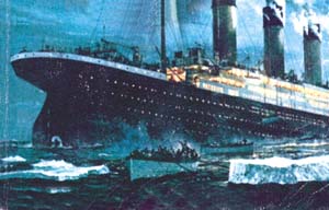 «Титаник» тонет (обложка книги Уолтера Лорда «Титаник». Хроника гибели)